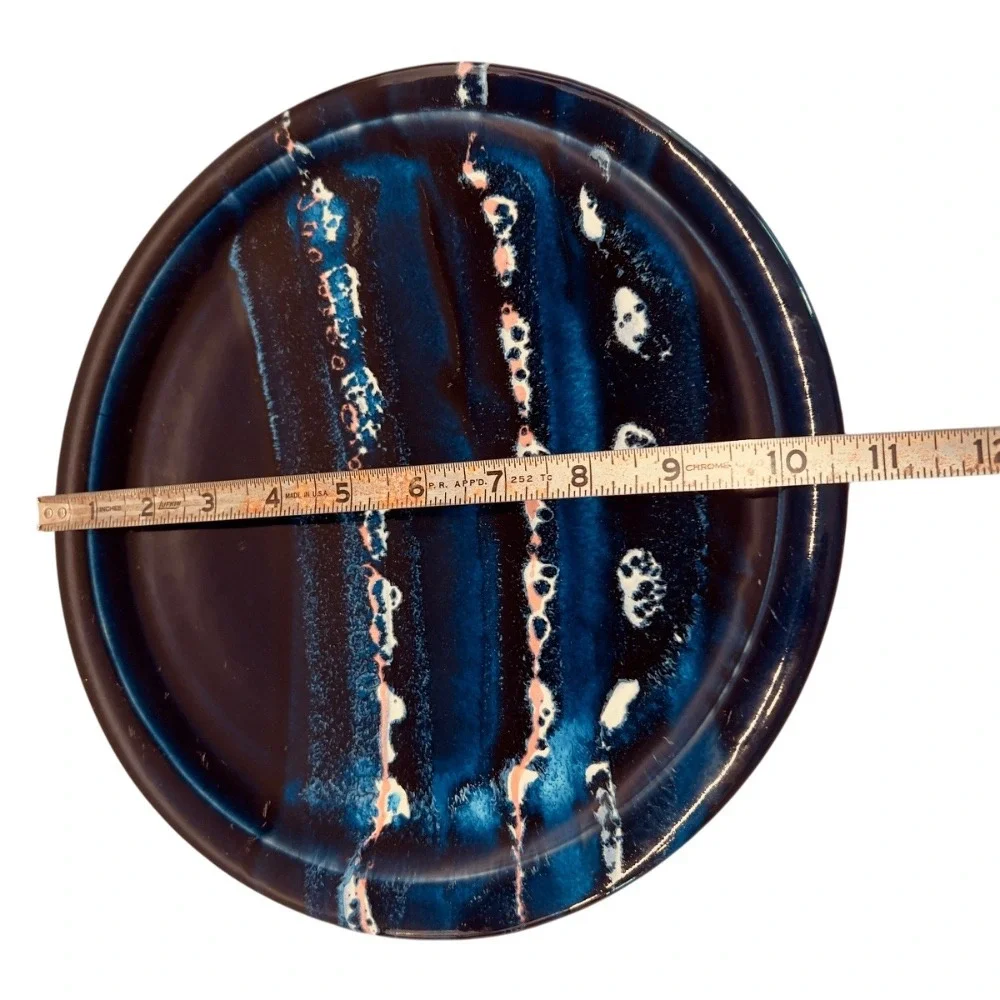 Tasmania Panogana Pottery Plate Decorative Dish Blue Brown Glazed 11